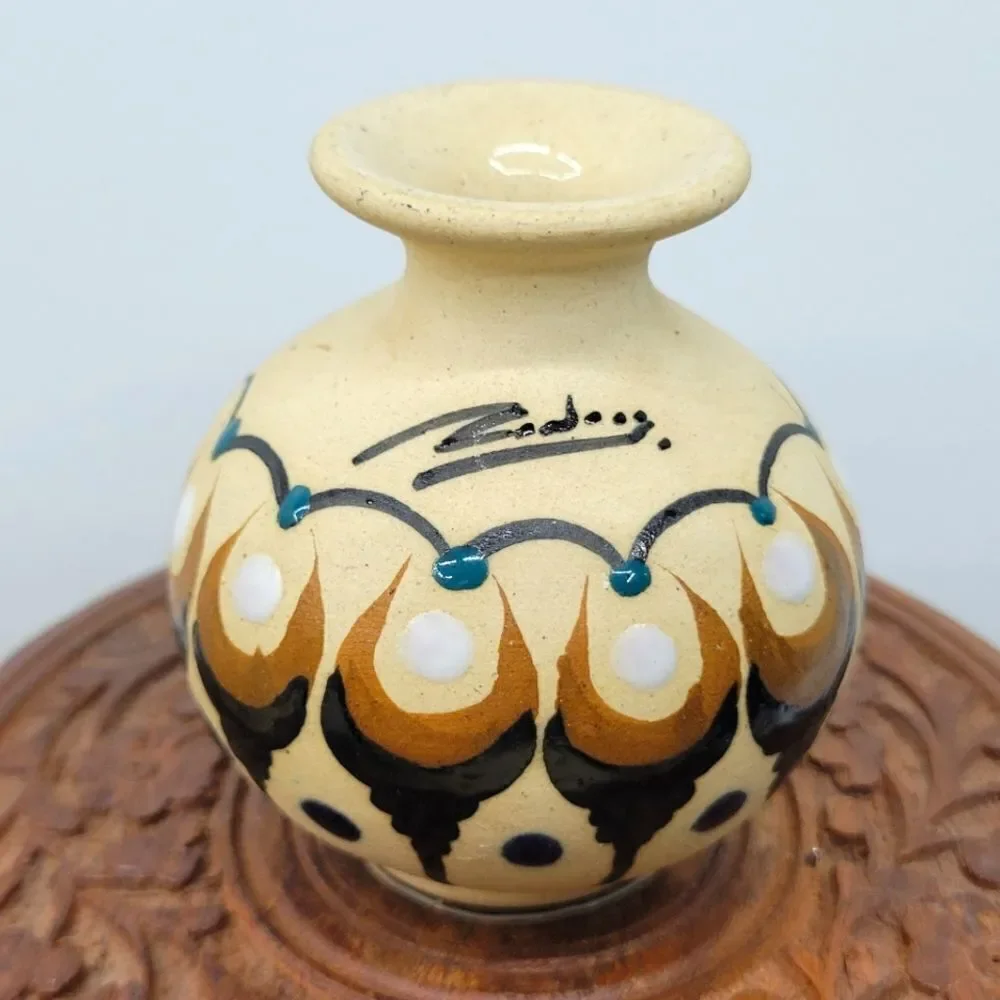 Vintage Zadar Hand Painted Miniature Vase – Yugoslavia Pottery – Abstract Floral